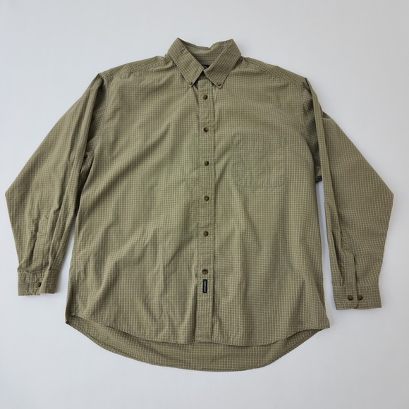 Other - Dockers Mens XL Long Sleeve Button Down Shirt Olive Green Plaid 100% Cotton